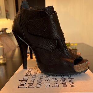 Pedro Garcia Black Peep-Toe Heels